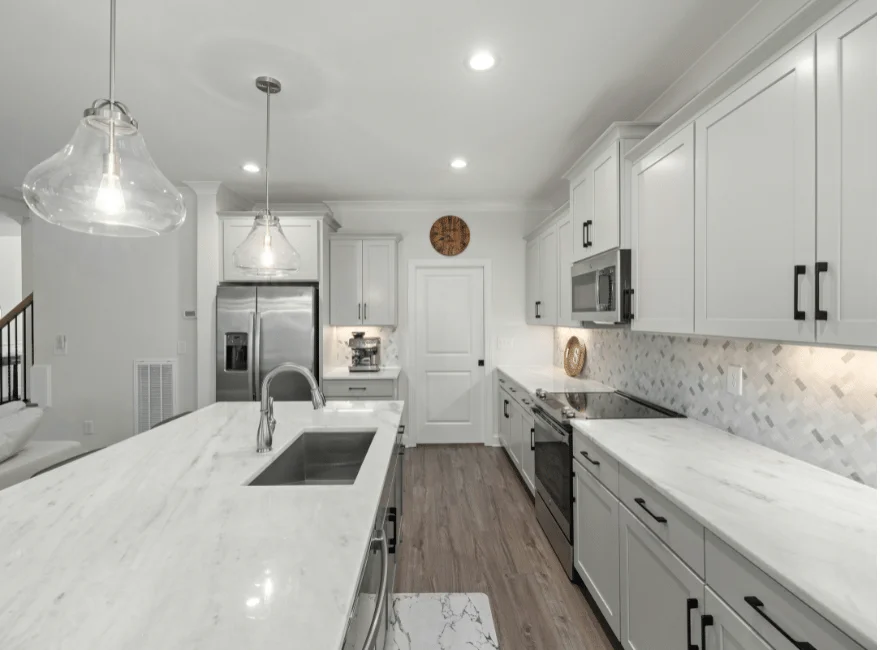 Sleek Modern Kitchen Interior with Marble Counters